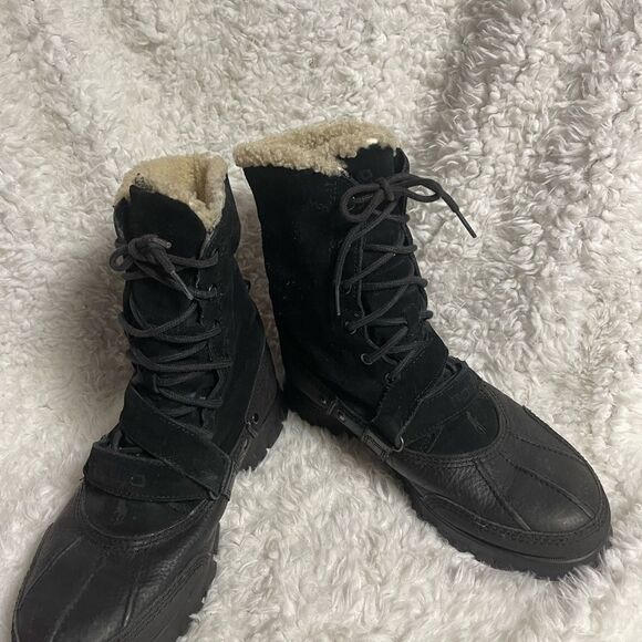 Polo Ralph Lauren Tavin Rollover Black Shearling lace up  Boots Men’s SZ10D main image 9